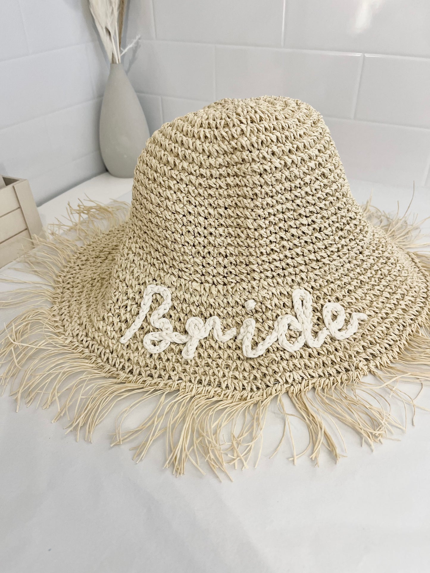 Adult Personalised Fringe Straw Hat