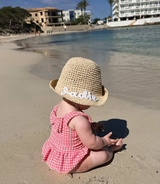 Personalised Baby Toddler Straw Sun Hat
