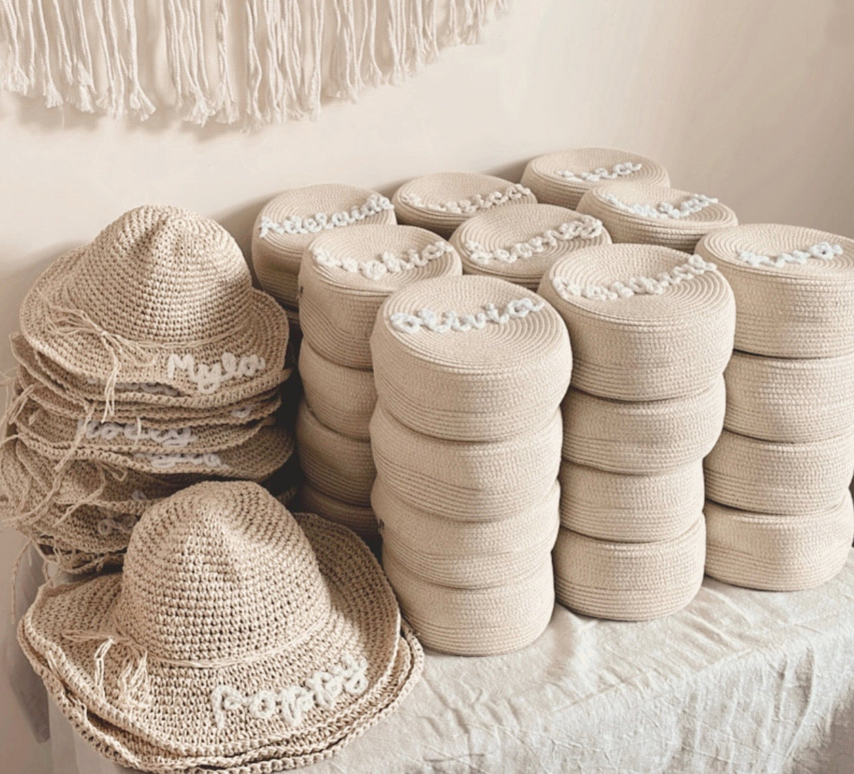 Personalised Rattan Bag and Straw Hat Set