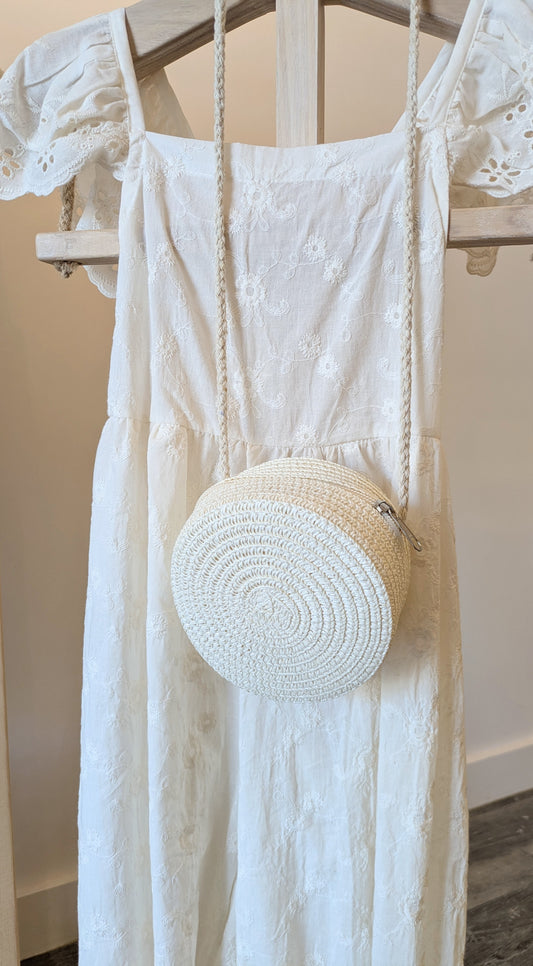 Mini Personalised Cream Rattan Bag