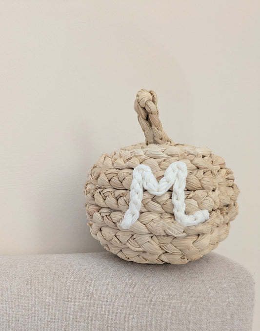 Personalised Petite Straw Pumpkin